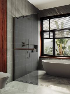 Душевая перегородка MaybahGlass MGD-729-2ш 79см бронза